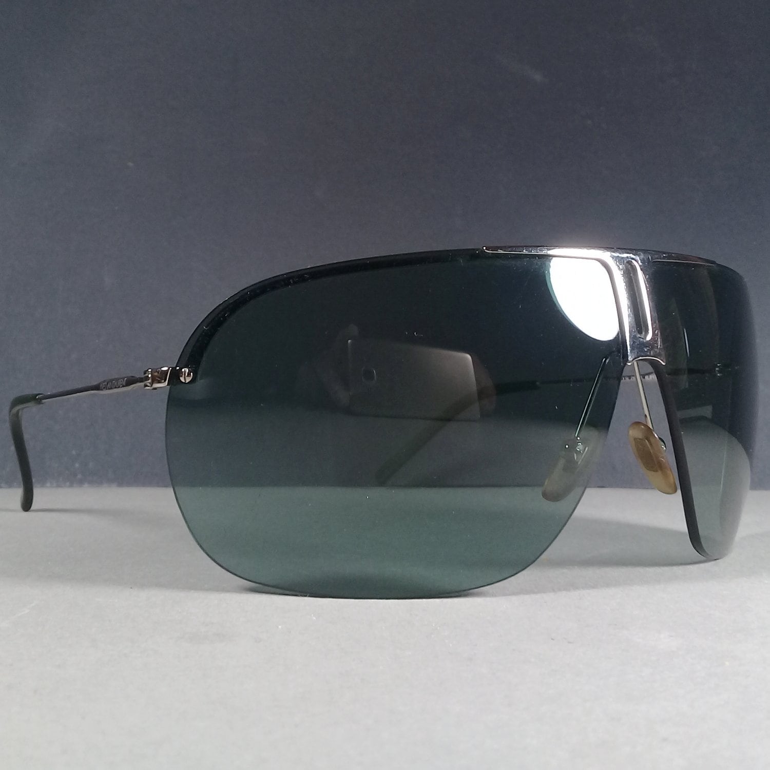 Yves Saint Laurent YSL 2198/S Rare Silver/Green Half Rim Wrap Sunglasses
