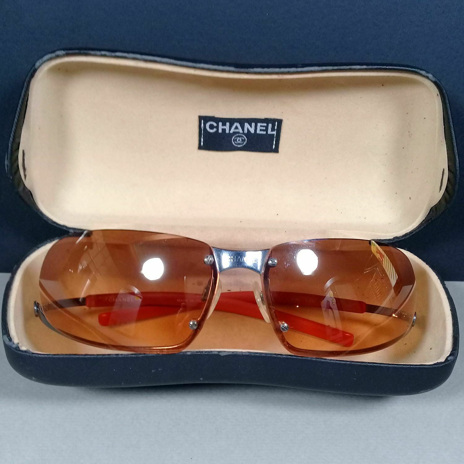 CHANEL Pink 90s Minimal Frameless Rimless Oval Cat Eye Vintage