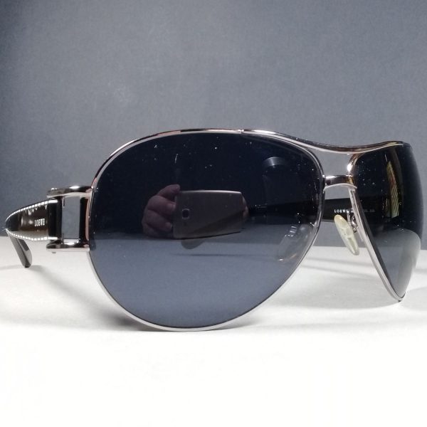 Loewe SLW246 COL.509 Black w/White Stitches Designer Aviator Sunglasses