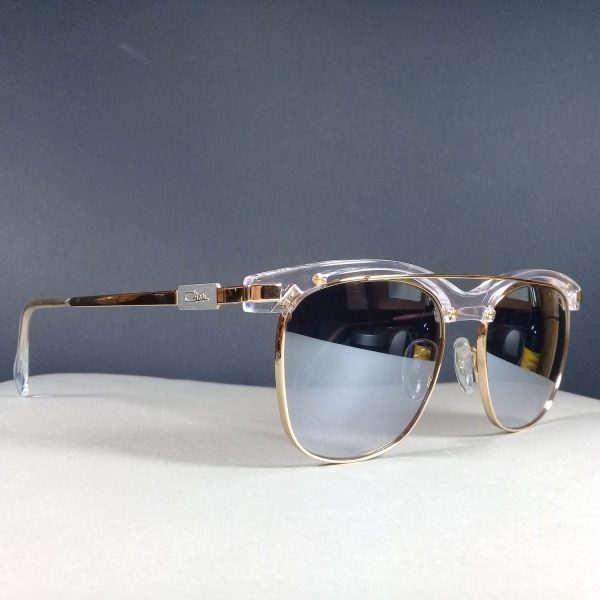 Cazal 9084 COL 002 Clear/Gold Plated Sunglasses Gray Gradient Silver Mirrors