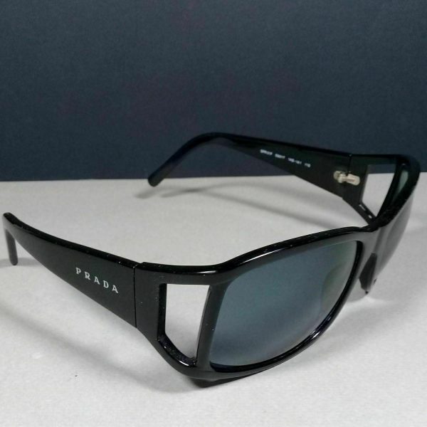 Prada SPR 01F Black Oval Designer Wrap Sunglasses Made in Italy