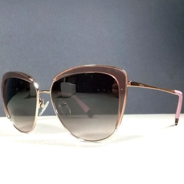 Furla SFU142 Brown/Purple/Clear Cat Eye Designer Sunglasses in Case