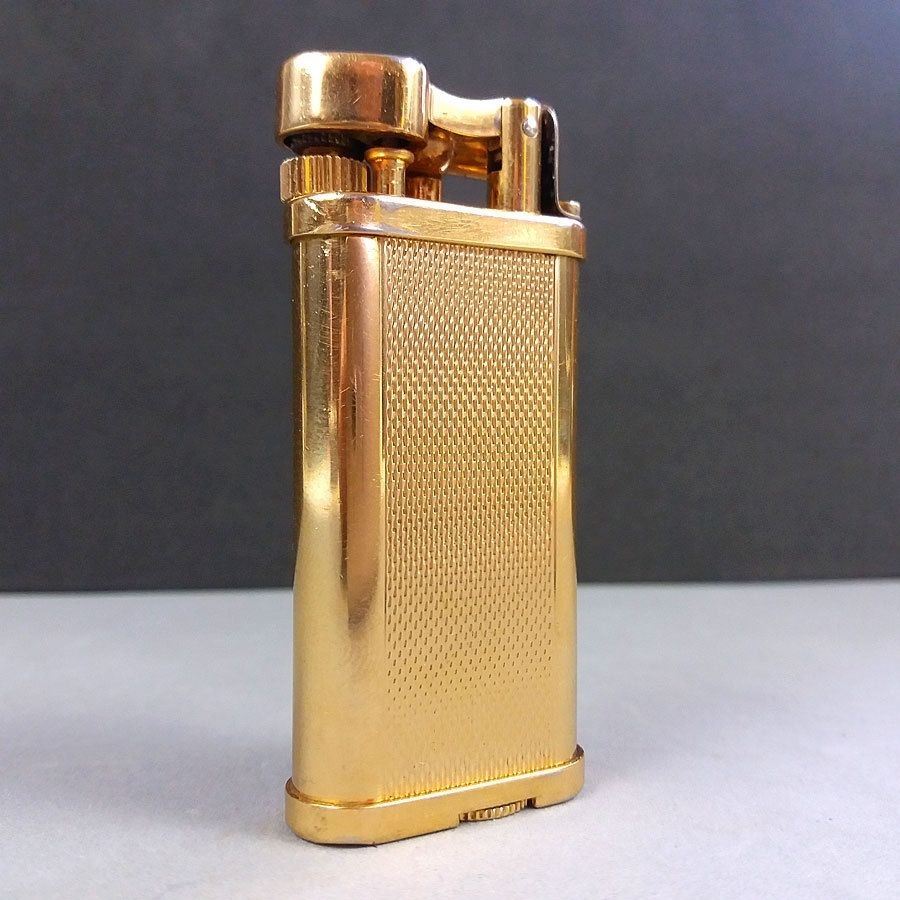 Dunhill Unique Barley Motif Gold Plated Lighter #28910 Made in 