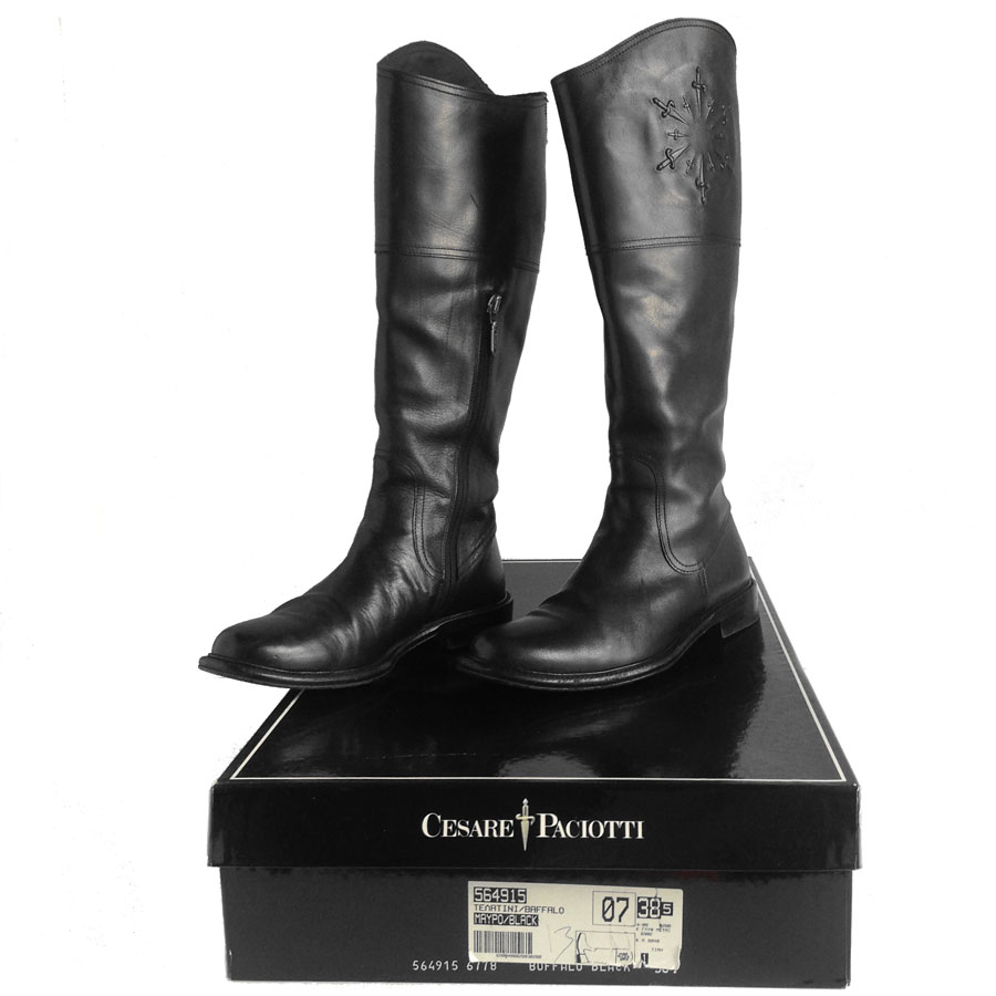 Cesare Paciotti Buffalo Black size EU 38,5 knee-high boots