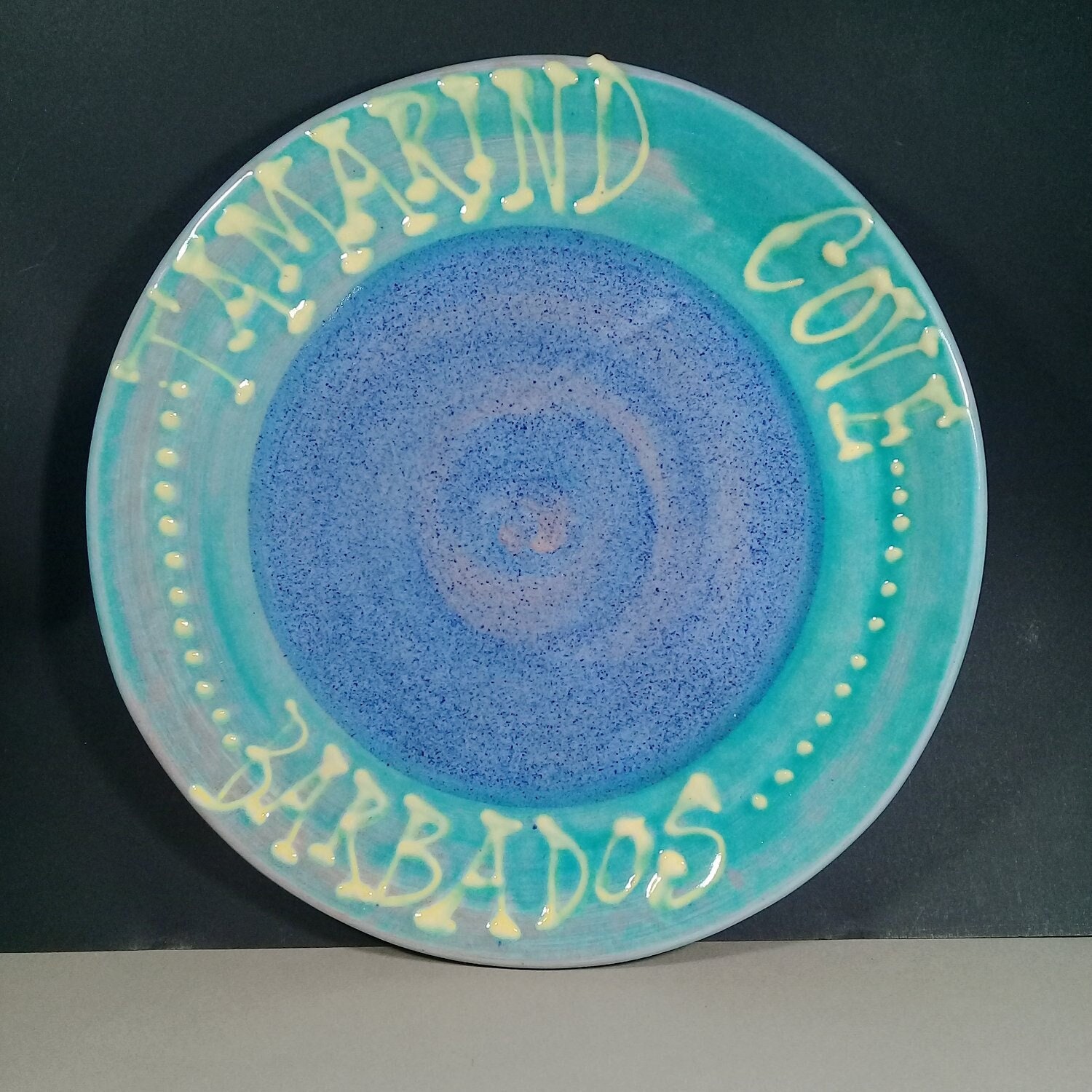 Earthworks Barbados Tamarind Cove 27,5cm Blue/Turquoise Handmade Plate/Platter
