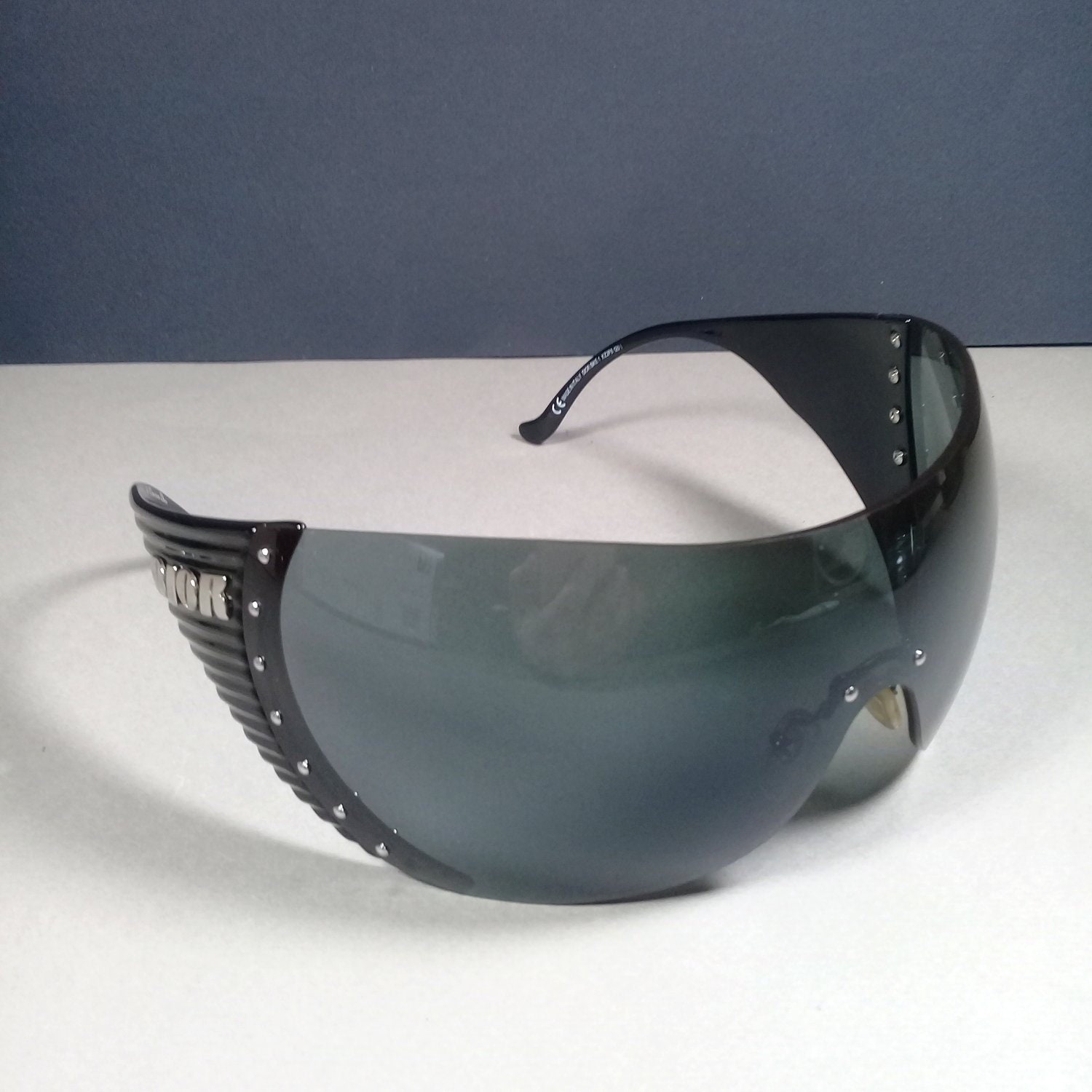 Christian Dior Y2K Galliano Era Black Bike1 Large Shield Sunglasses ...