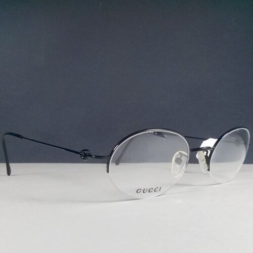 Gucci GG1601 Metallic Black Half Rim Eyeglasses Extra Light Rx Frames