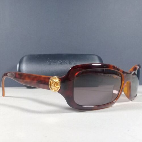 Chanel 6024 c.909/13 130 3N Brown/Gold CC Details Sunglasses in Original  Case –