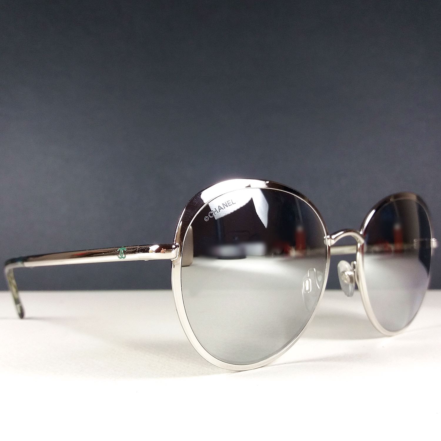 Chanel 4206 Silver CC Logo Women's Round Designer Sunglasses –