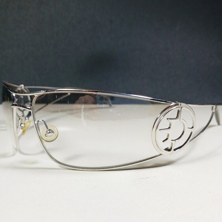 Christian Dior Calandre silver sunglasses frames with clear gray gradient lenses