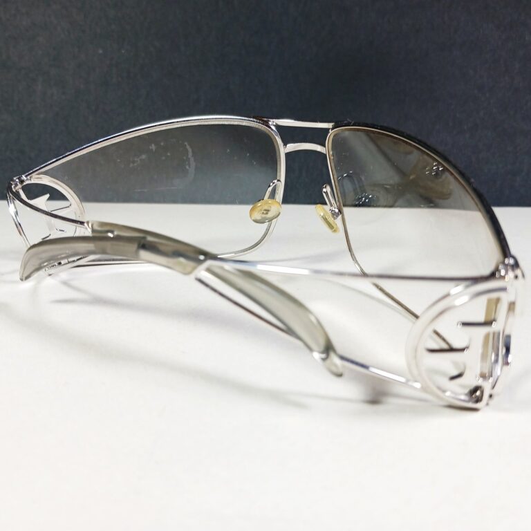 Christian Dior Calandre silver sunglasses frames with clear gray gradient lenses