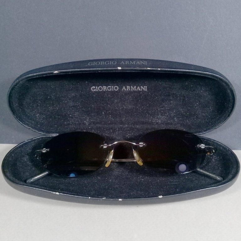 Giorgio Armani GA 30/N 6LB Rimless Sun/Eyeglasses Frames 47-18 135 Silver w/Case