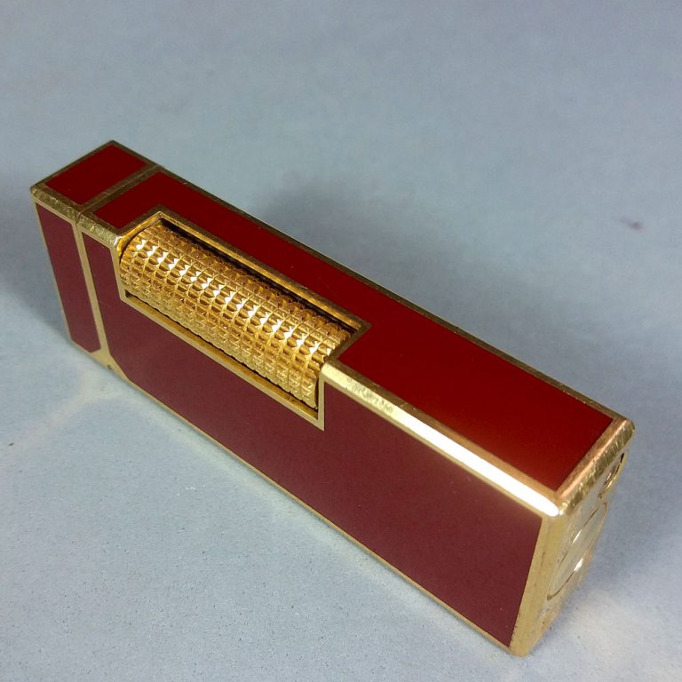 Dunhill Red Laquer Enamel Gold Rollagas Lighter US.RE 24163 SWISS Made ...