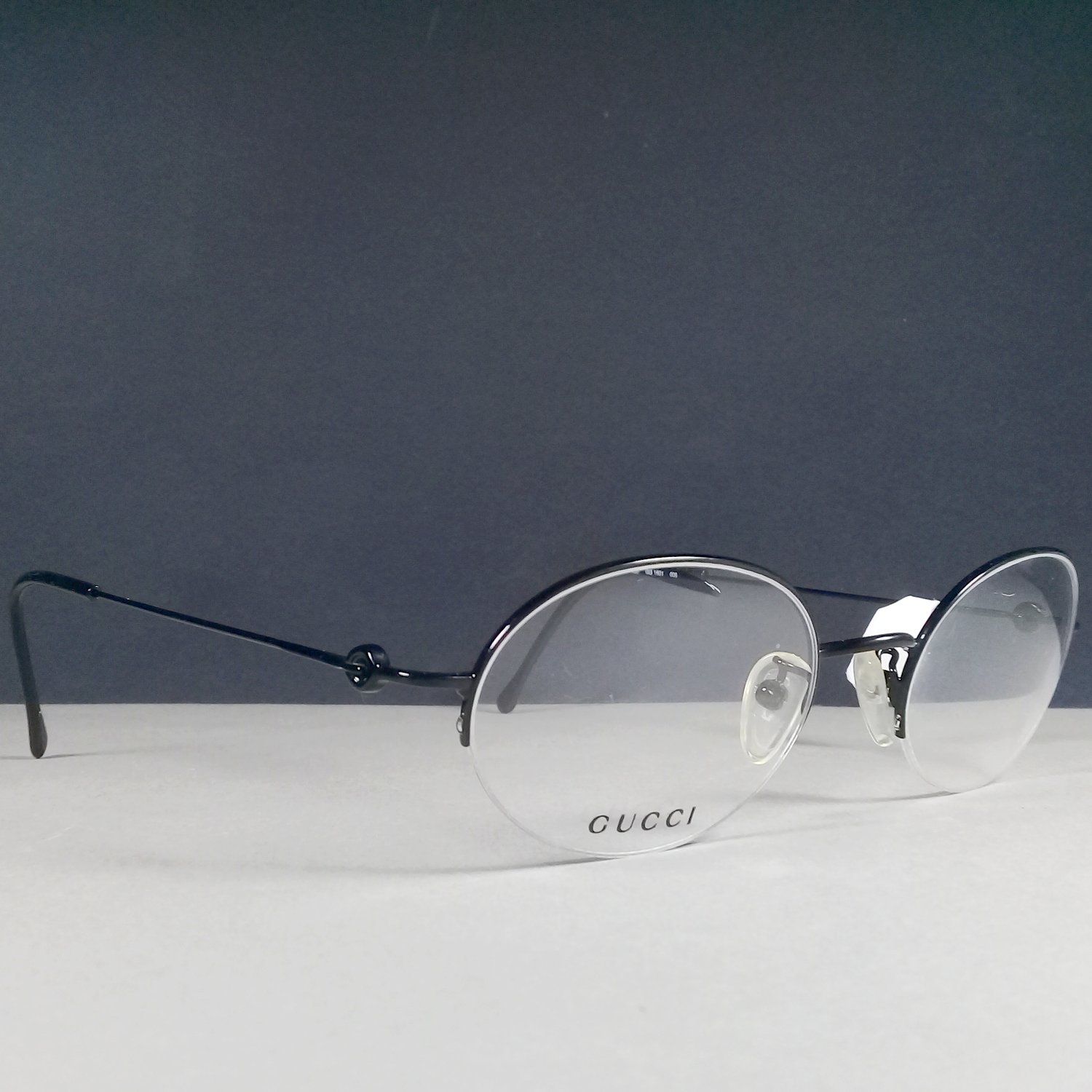 Gucci GG1601 Metallic Black Half Rim Eyeglasses Extra Light Rx Frames