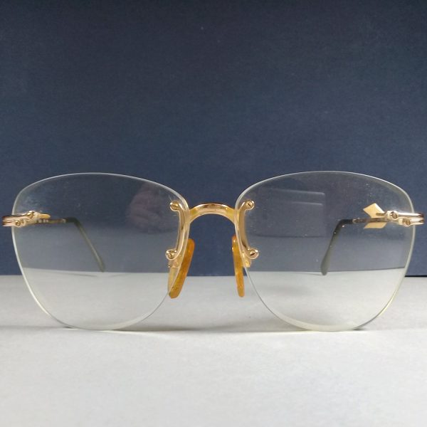 Luxottica 7550 GEP 18K Gold Plated Rimless Eyeglasses Rx Frames Vintage Rare