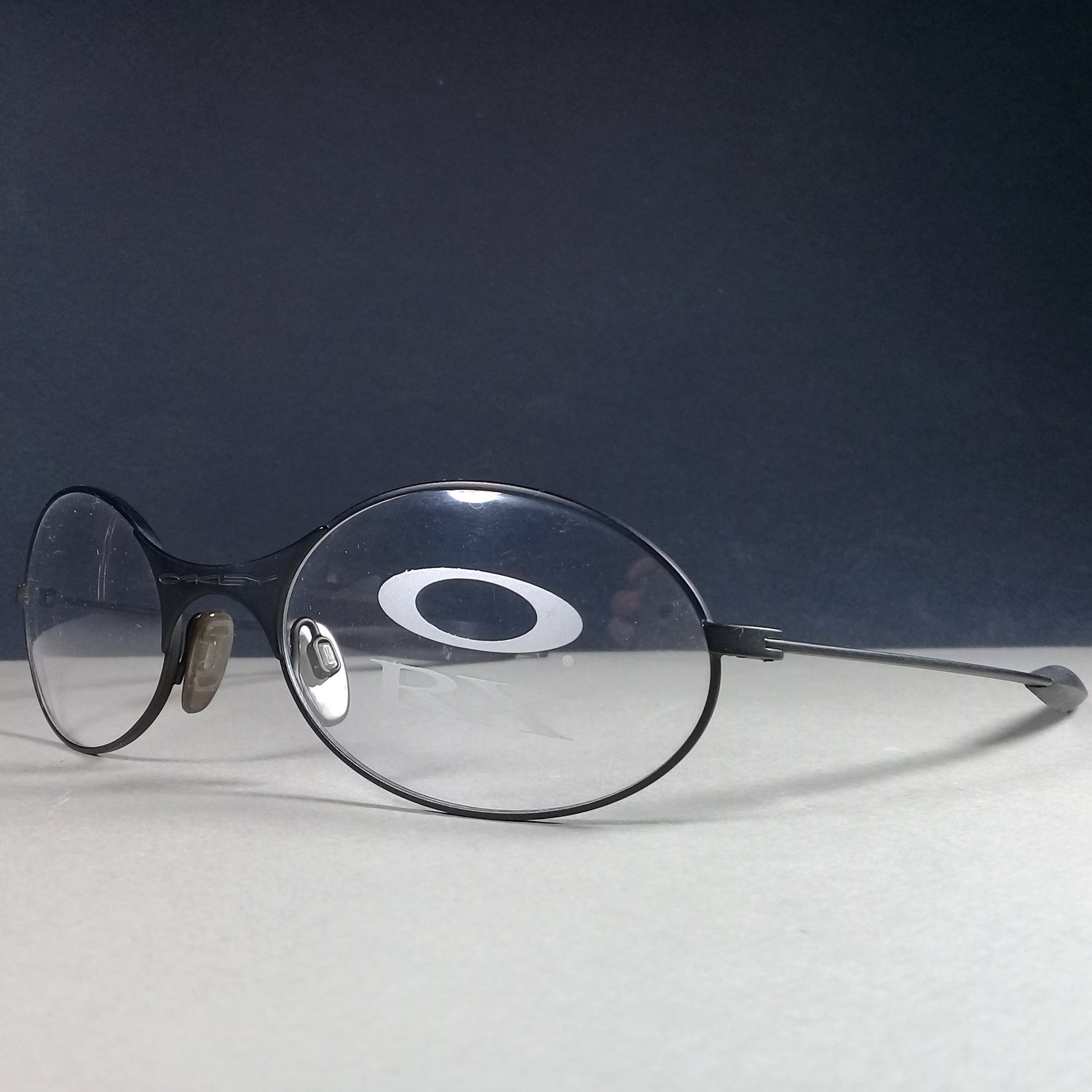 Oakley Black Oval Metal/Rubber Vintage Rx Eyeglasses Frames Made in USA