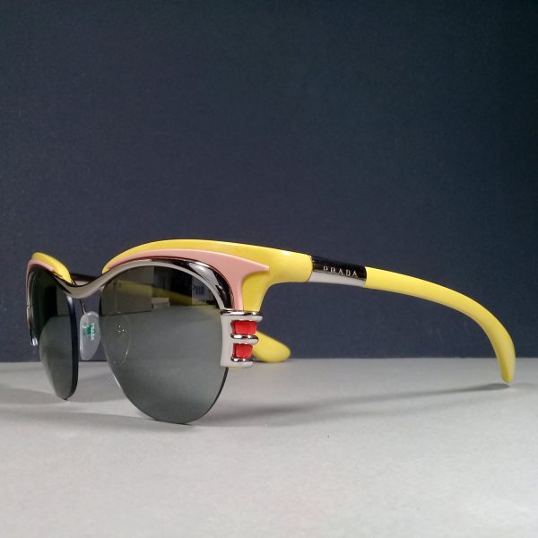 Prada SPR 60O 52mm 140 Yellow/Pink Dixie Runway Retro Sunglasses in Case