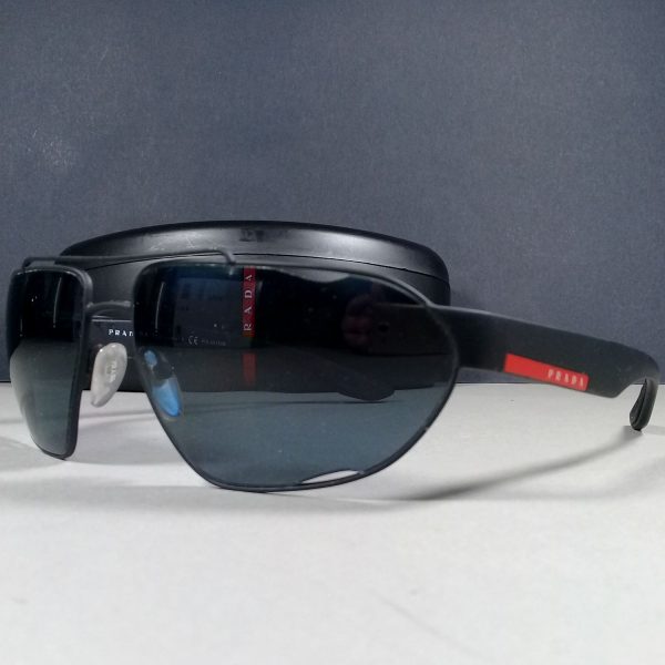Prada Gray/Black Sport Polarized Aviator Sunglasses SPS 56U in Case