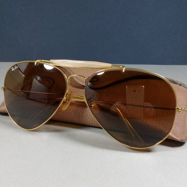 Ray Ban Bausch & Lomb 62-14 Gold/Brown Aviator Outdoorsman B&L US Sunglasses w/Case