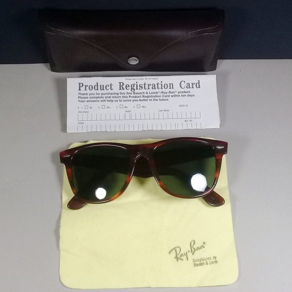 Ray Ban Bausch & Lomb Wayfarer II Vintage Brown/Green Sunglasses US Made in Case