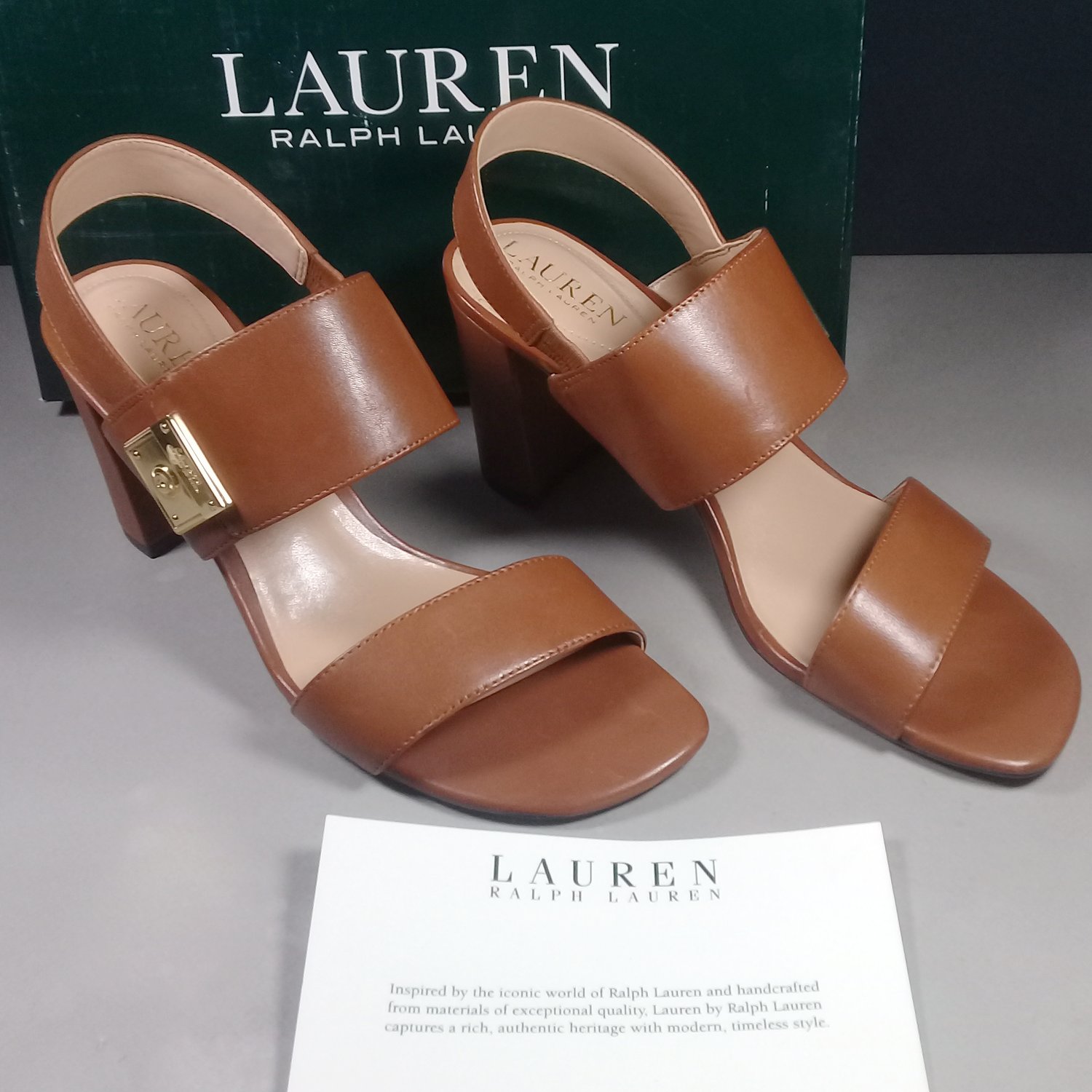 Lauren Ralph Lauren Braidan Brown Leather Sandals US 8.5B
