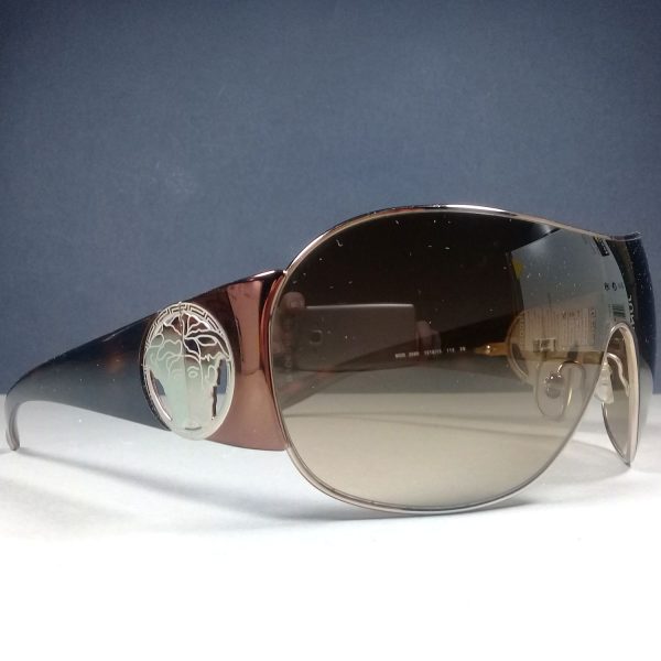 Versace MOD.2080 115 Brown Medusa Head Logos Shield Wrap Sunglasses in Case
